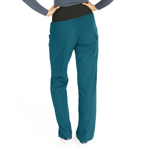 Medline Ocean Ave Women's Stretch Fabric Support Waistband Scrub Pants - Ocean ave Women's Support Waistband Scrub Pants with Cargo Pocket, Size XL Petite Inseam, Caribbean Blue - 5560CRBXLP