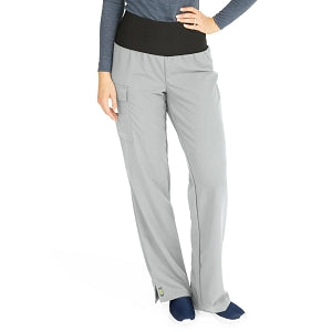 Medline Ocean Ave Women's Stretch Fabric Support Waistband Scrub Pants - Ocean ave Women's Support Waistband Scrub Pants with Cargo Pocket, Size L Petite Inseam, Light Gray - 5560GRYLP