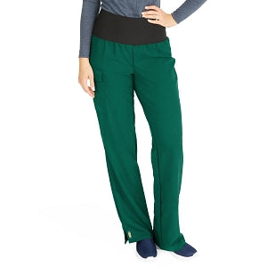 Medline Ocean Ave Women's Stretch Fabric Support Waistband Scrub Pants - Ocean ave Women's Support Waistband Scrub Pants with Cargo Pocket, Size L Regular Inseam, Hunter Green - 5560HTRL