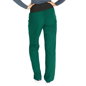 Medline Ocean Ave Women's Stretch Fabric Support Waistband Scrub Pants - Ocean ave Women's Support Waistband Scrub Pants with Cargo Pocket, Size XL Petite Inseam, Hunter Green - 5560HTRXLP