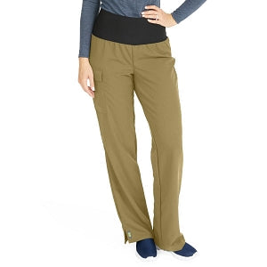Medline Ocean Ave Women's Stretch Fabric Support Waistband Scrub Pants - Ocean ave Women's Support Waistband Scrub Pants with Cargo Pocket, Size L Regular Inseam, Khaki - 5560KHKL