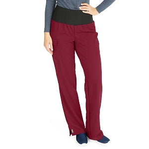 Medline Ocean Ave Women's Stretch Fabric Support Waistband Scrub Pants - Ocean ave Women's Support Waistband Scrub Pants with Cargo Pocket, Size M Regular Inseam, Wine - 5560WNEM