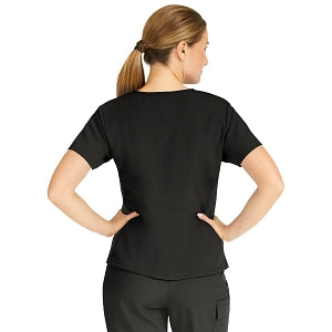 Medline Michigan ave Women's Yoga-Style Stretch Scrub Top with 1 Pocket - Michigan ave Women's Yoga-Style Stretch Scrub Top with 1 Pocket, Size 3XL, Black - 5564BLKXXXL