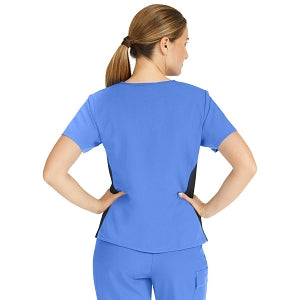 Medline Michigan ave Women's Yoga-Style Stretch Scrub Top with 1 Pocket - Michigan ave Women's Yoga-Style Stretch Scrub Top with 1 Pocket, Size L, Ceil Blue - 5564CBLL