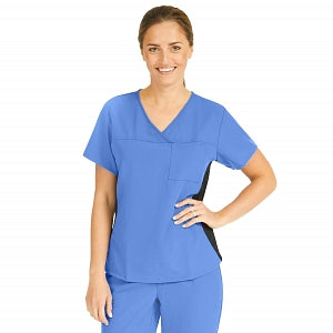 Medline Michigan ave Women's Yoga-Style Stretch Scrub Top with 1 Pocket - Michigan ave Women's Yoga-Style Stretch Scrub Top with 1 Pocket, Size L, Ceil Blue - 5564CBLL