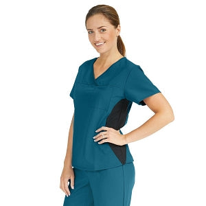 Medline Michigan ave Women's Yoga-Style Stretch Scrub Top with 1 Pocket - Michigan ave Women's Yoga-Style Stretch Scrub Top with 1 Pocket, Size XL, Caribbean Blue - 5564CRBXL