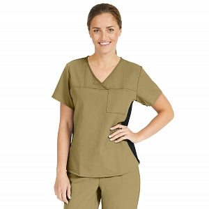 Medline Michigan ave Women's Yoga-Style Stretch Scrub Top with 1 Pocket - Michigan ave Women's Yoga-Style Stretch Scrub Top with 1 Pocket, Size M, Khaki - 5564KHKM