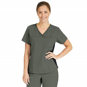 Medline Michigan ave Women's Yoga-Style Stretch Scrub Top with 1 Pocket - Michigan ave Women's Yoga-Style Stretch Scrub Top with 1 Pocket, Size XL, Olive - 5564OLVXL