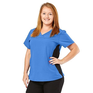 Medline California ave Women's Yoga-Style Stretch Scrub Top with Pockets - California Ave Scrub Top, Yoga with Pockets, Ceil Blue, Size 2XS - 5565CBLXXS