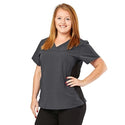 Medline California ave Women's Yoga-Style Stretch Scrub Top with Pockets - California Ave Scrub Top, Yoga with Pockets, Charcoal, Size 3XL - 5565CHRXXXL