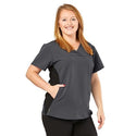 Medline California ave Women's Yoga-Style Stretch Scrub Top with Pockets - California Ave Scrub Top, Yoga with Pockets, Charcoal, Size 3XL - 5565CHRXXXL