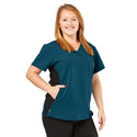 Medline California ave Women's Yoga-Style Stretch Scrub Top with Pockets - California Ave Scrub Top, Yoga with Pockets, Caribbean Blue, Size M - 5565CRBM