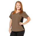 Medline California ave Women's Yoga-Style Stretch Scrub Top with Pockets - California Ave Scrub Top, Yoga with Pockets, Khaki, Size 3XL - 5565KHKXXXL