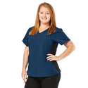 Medline California ave Women's Yoga-Style Stretch Scrub Top with Pockets - California Ave Scrub Top, Yoga with Pockets, Navy, Size L - 5565NVYL