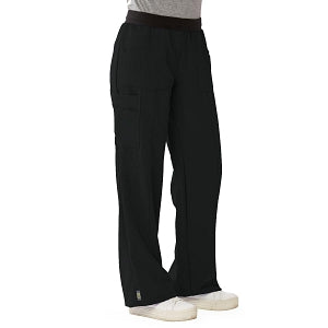 Medline Pacific ave Women's Stretch Fabric Wide Waistband Scrub Pants - Pacific ave Women's Wide Waistband Scrub Pants with Cargo Pocket, Size 2XL Tall Inseam, Black - 5570BLKXXLT