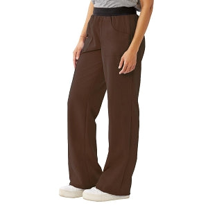Medline Pacific ave Women's Stretch Fabric Wide Waistband Scrub Pants - Pacific ave Women's Wide Waistband Scrub Pants with Cargo Pocket, Size 3XL Tall Inseam, Chocolate - 5570CHCXXXLT