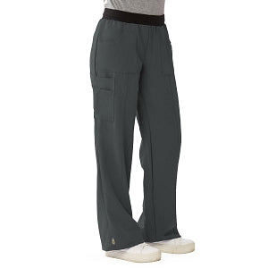 Medline Pacific ave Women's Stretch Fabric Wide Waistband Scrub Pants - Pacific ave Women's Wide Waistband Scrub Pants with Cargo Pocket, Size L Regular Inseam, Charcoal - 5570CHRL