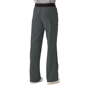 Medline Pacific ave Women's Stretch Fabric Wide Waistband Scrub Pants - Pacific ave Women's Wide Waistband Scrub Pants with Cargo Pocket, Size S Petite Inseam, Charcoal - 5570CHRSP
