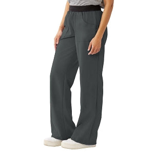Medline Pacific ave Women's Stretch Fabric Wide Waistband Scrub Pants - Pacific ave Women's Wide Waistband Scrub Pants with Cargo Pocket, Size XS Petite Inseam Charcoal - 5570CHRXSP