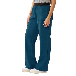 Medline Pacific ave Women's Stretch Fabric Wide Waistband Scrub Pants - Pacific ave Women's Wide Waistband Scrub Pants with Cargo Pocket, Size 2XL Regular Inseam, Caribbean Blue - 5570CRBXXL
