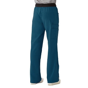 Medline Pacific ave Women's Stretch Fabric Wide Waistband Scrub Pants - Pacific ave Women's Wide Waistband Scrub Pants with Cargo Pocket, Size XXS Petite Inseam, Caribbean Blue - 5570CRBXXSP