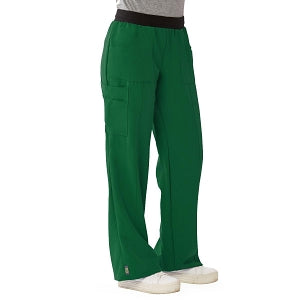 Medline Pacific ave Women's Stretch Fabric Wide Waistband Scrub Pants - Pacific ave Women's Wide Waistband Scrub Pants with Cargo Pocket, Size M Petite Inseam, Hunter Green - 5570HTRMP