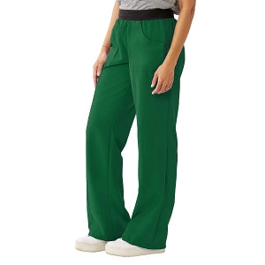 Medline Pacific ave Women's Stretch Fabric Wide Waistband Scrub Pants - Pacific ave Women's Wide Waistband Scrub Pants with Cargo Pocket, Size XXS Regular Inseam, Hunter Green - 5570HTRXXS