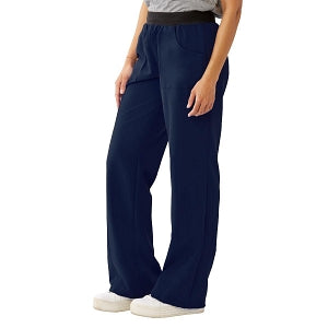 Medline Pacific ave Women's Stretch Fabric Wide Waistband Scrub Pants - Pacific ave Women's Wide Waistband Scrub Pants with Cargo Pocket, Size XL Regular Inseam, Navy - 5570NVYXL