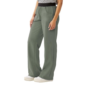 Medline Pacific ave Women's Stretch Fabric Wide Waistband Scrub Pants - Pacific ave Women's Wide Waistband Scrub Pants with Cargo Pocket, Size M Regular Inseam, Olive - 5570OLVM