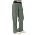 Medline Pacific ave Women's Stretch Fabric Wide Waistband Scrub Pants - Pacific ave Women's Wide Waistband Scrub Pants with Cargo Pocket, Size XXS Petite Inseam, Olive - 5570OLVXXSP