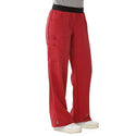 Medline Pacific ave Women's Stretch Fabric Wide Waistband Scrub Pants - Pacific ave Women's Wide Waistband Scrub Pants with Cargo Pocket, Size 3XL Regular Inseam, Red - 5570REDXXXL