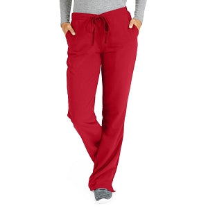 Medline Melrose ave Women's Stretch Fabric Boot Cut Scrub Pants - Melrose ave Women's Drawstring / Elastic Waist Boot Cut Scrub Pants with 3 Pockets, Size 3XL Regular Inseam, Red - 5580REDXXXL