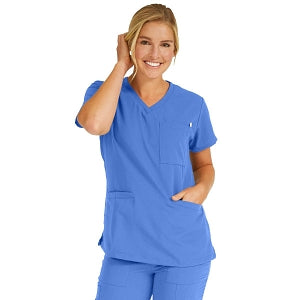 Medline Berkeley ave Women's Stretch Fabric Tunic Scrub Top with Pockets - Berkeley ave Women's Tunic Scrub Top with 3 Pockets, Size XXS, Ceil Blue - 5582CBLXXS