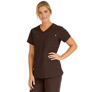 Medline Berkeley ave Women's Stretch Fabric Tunic Scrub Top with Pockets - Berkeley ave Women's Tunic Scrub Top with 3 Pockets, Size 3XL, Chocolate - 5582CHCXXXL