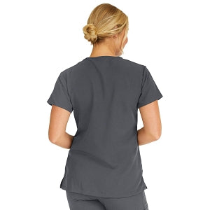 Medline Berkeley ave Women's Stretch Fabric Tunic Scrub Top with Pockets - Berkeley ave Women's Tunic Scrub Top with 3 Pockets, Size XS, Charcoal - 5582CHRXS