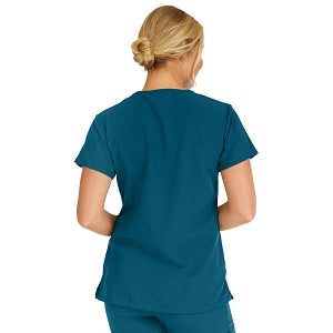 Medline Berkeley ave Women's Stretch Fabric Tunic Scrub Top with Pockets - Berkeley ave Women's Tunic Scrub Top with 3 Pockets, Size XXS, Caribbean Blue - 5582CRBXXS