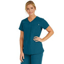 Medline Berkeley ave Women's Stretch Fabric Tunic Scrub Top with Pockets - Berkeley ave Women's Tunic Scrub Top with 3 Pockets, Size XXS, Caribbean Blue - 5582CRBXXS