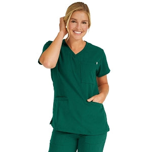Medline Berkeley ave Women's Stretch Fabric Tunic Scrub Top with Pockets - Berkeley ave Women's Tunic Scrub Top with 3 Pockets, Size M, Hunter Green - 5582HTRM