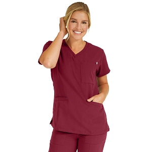 Medline Berkeley ave Women's Stretch Fabric Tunic Scrub Top with Pockets - Berkeley ave Women's Tunic Scrub Top with 3 Pockets, Size 3XL, Wine - 5582WNEXXXL