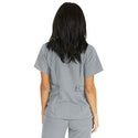 Medline Park Ave Women's Stretch Fabric Mock Wrap Scrub Top with Pockets - Park ave Women's Mock Wrap Scrub Top with 2 Pockets, Size M, Light Gray - 5587GRYM