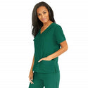 Medline Park Ave Women's Stretch Fabric Mock Wrap Scrub Top with Pockets - Park ave Women's Mock Wrap Scrub Top with 2 Pockets, Size 2XL, Hunter Green - 5587HTRXXL