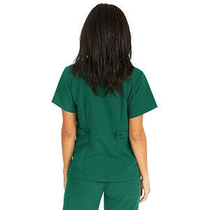 Medline Park Ave Women's Stretch Fabric Mock Wrap Scrub Top with Pockets - Park ave Women's Mock Wrap Scrub Top with 2 Pockets, Size XXS, Hunter Green - 5587HTRXXS
