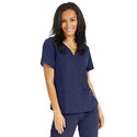 Medline Park Ave Women's Stretch Fabric Mock Wrap Scrub Top with Pockets - Park ave Women's Mock Wrap Scrub Top with 2 Pockets, Size XL, Navy - 5587NVYXL