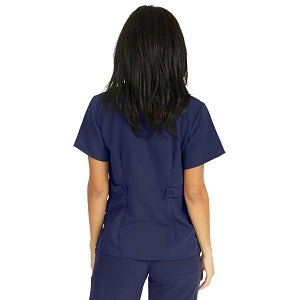 Medline Park Ave Women's Stretch Fabric Mock Wrap Scrub Top with Pockets - Park ave Women's Mock Wrap Scrub Top with 2 Pockets, Size 2XL, Navy - 5587NVYXXL
