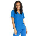 Medline Park Ave Women's Stretch Fabric Mock Wrap Scrub Top with Pockets - Park ave Women's Mock Wrap Scrub Top with 2 Pockets, Size S, Royal Blue - 5587RYLS