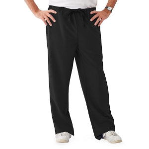 Medline Newport ave Unisex Stretch Fabric Scrub Pants with Drawstring - Newport ave Unisex Drawstring Waist Scrub Pants with 3 Pockets, Size M Tall Inseam, Black - 5900BLKMT