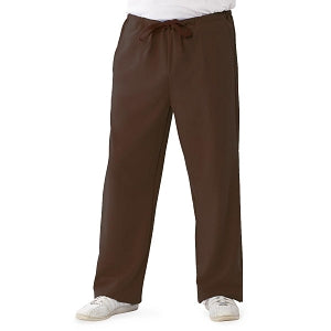 Medline Newport ave Unisex Stretch Fabric Scrub Pants with Drawstring - Newport ave Unisex Drawstring Waist Scrub Pants with 3 Pockets, Size S Regular Inseam, Chocolate - 5900CHCS
