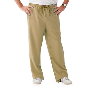 Medline Newport ave Unisex Stretch Fabric Scrub Pants with Drawstring - Newport ave Unisex Drawstring Waist Scrub Pants with 3 Pockets, Size XS Regular Inseam, Khaki - 5900KHKXS