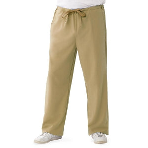 Medline Newport ave Unisex Stretch Fabric Scrub Pants with Drawstring - Newport ave Unisex Drawstring Waist Scrub Pants with 3 Pockets, Size 3XL Petite Inseam, Khaki - 5900KHKXXXLP