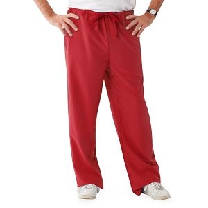 Medline Newport ave Unisex Stretch Fabric Scrub Pants with Drawstring - Newport ave Unisex Drawstring Waist Scrub Pants with 3 Pockets, Size 4XL Tall Inseam, Red - 5900RED4XLT